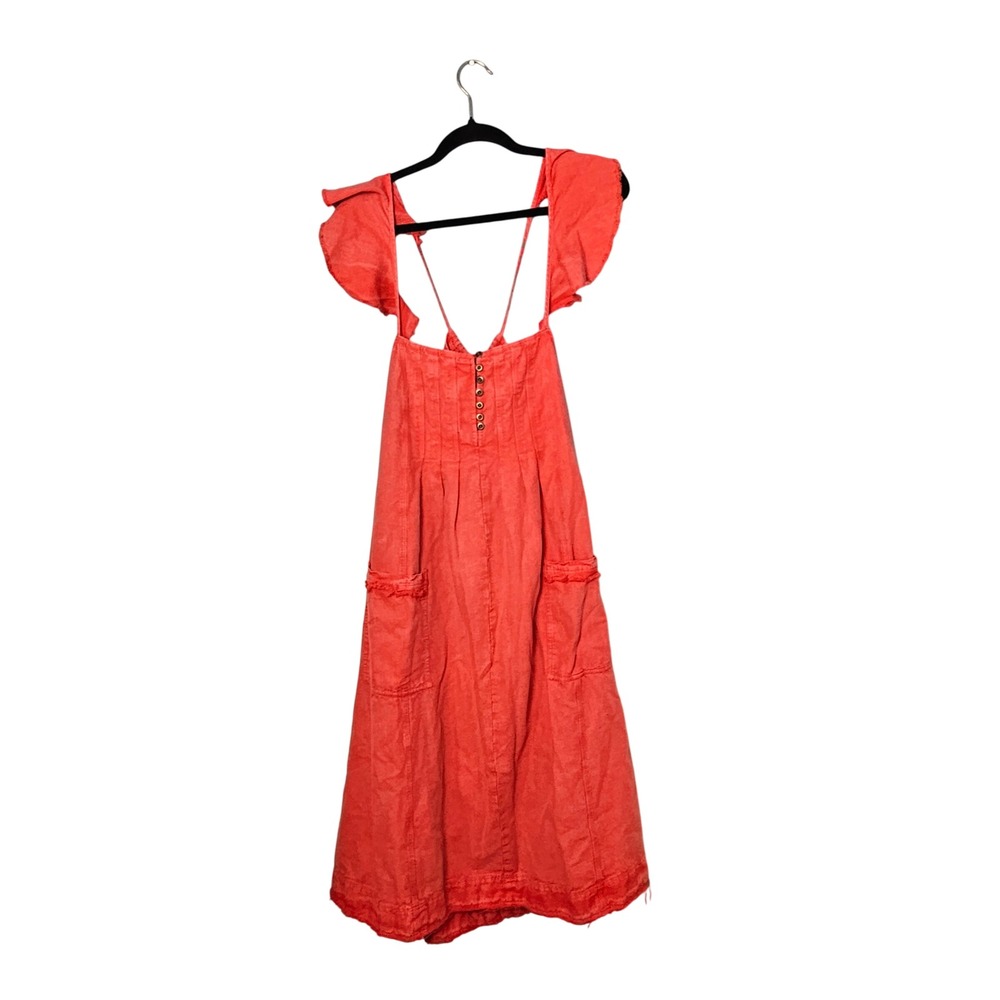 Pilcro Red Flutter Sleeve Open‎ Back Midi Dress Womens Medium